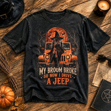 Witchy Off-Road Adventure Washed Shirt - Personalized Halloween Gifts TN0309261634