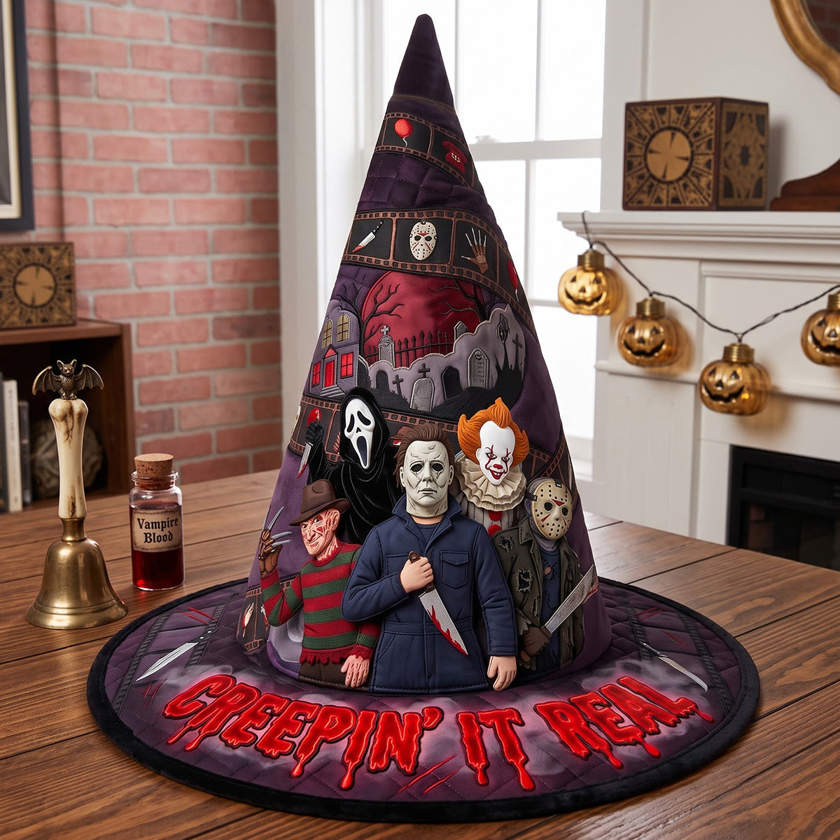 NL122 Dark Horror Villains - Personalized Quilted Witch Hat - Halloween Gifts