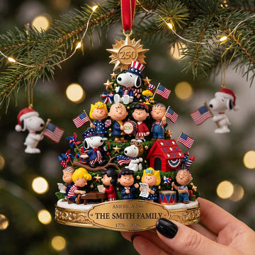 PeNu Proud Of America Custom Name Christmas Gift For Family - Personalized Acrylic Ornament