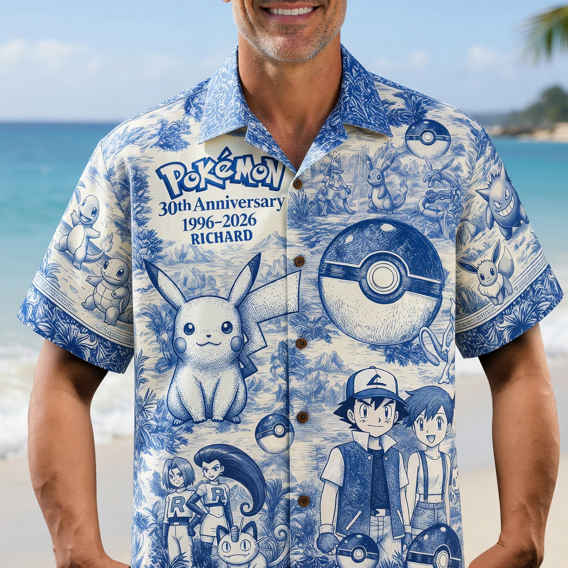 Lovely Characters Celebrate 30th Anniversary Toile De Jouy Hawaiian Shirt - Personalized Gifts 01huqn180626 - image 2