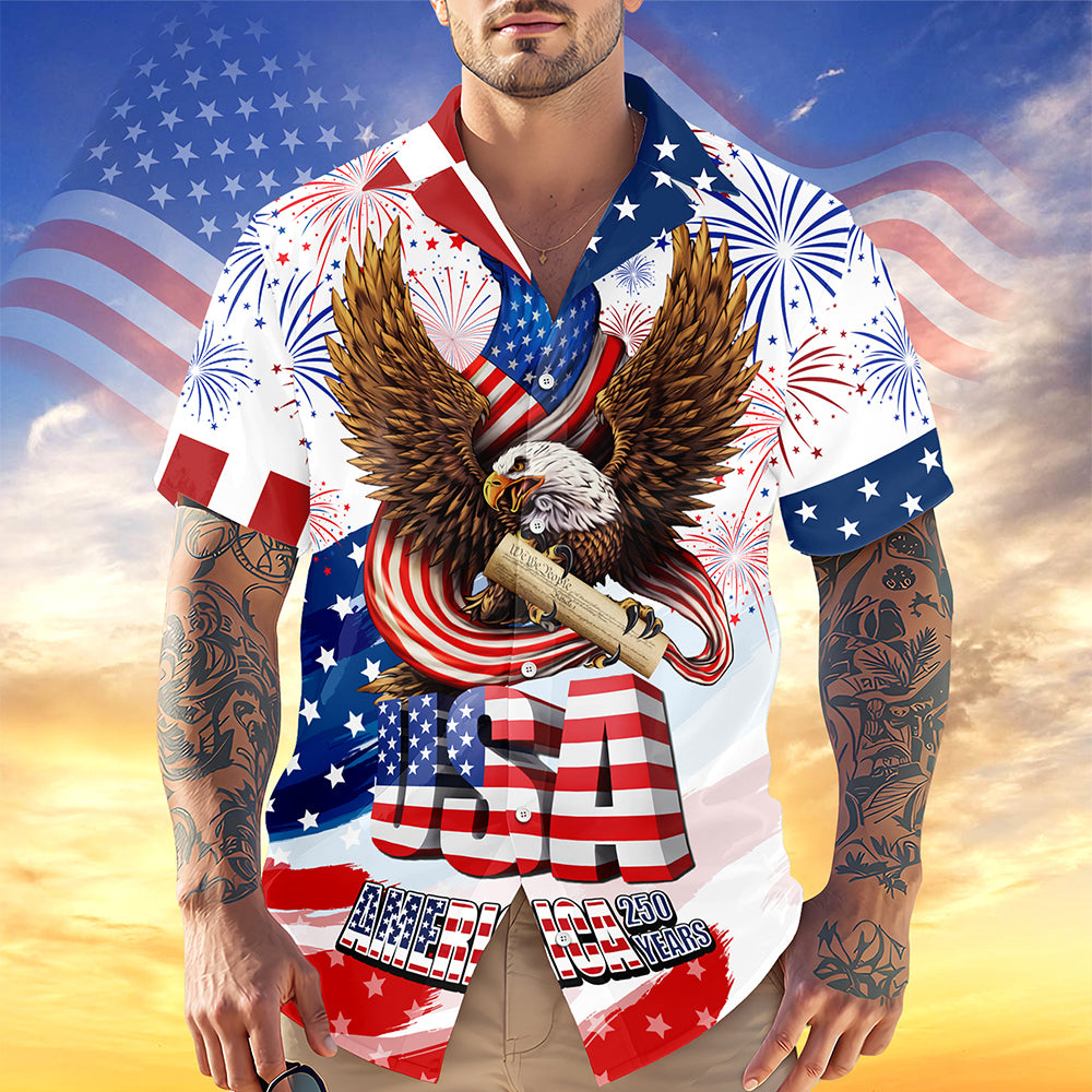 America 250 Years 1776-2026 - Hawaiian Shirt - Gift for Dad, Husband, Grandpa HN02 - image 2
