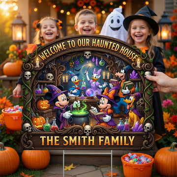 Welcome To The Haunted Crew Yard Sign - Personalized Gifts For Family -Mkko-DN2808261447