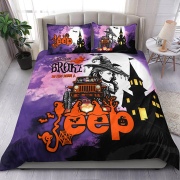 My Broom Broke So Now Drive A Jeep Halloween Bedding Set