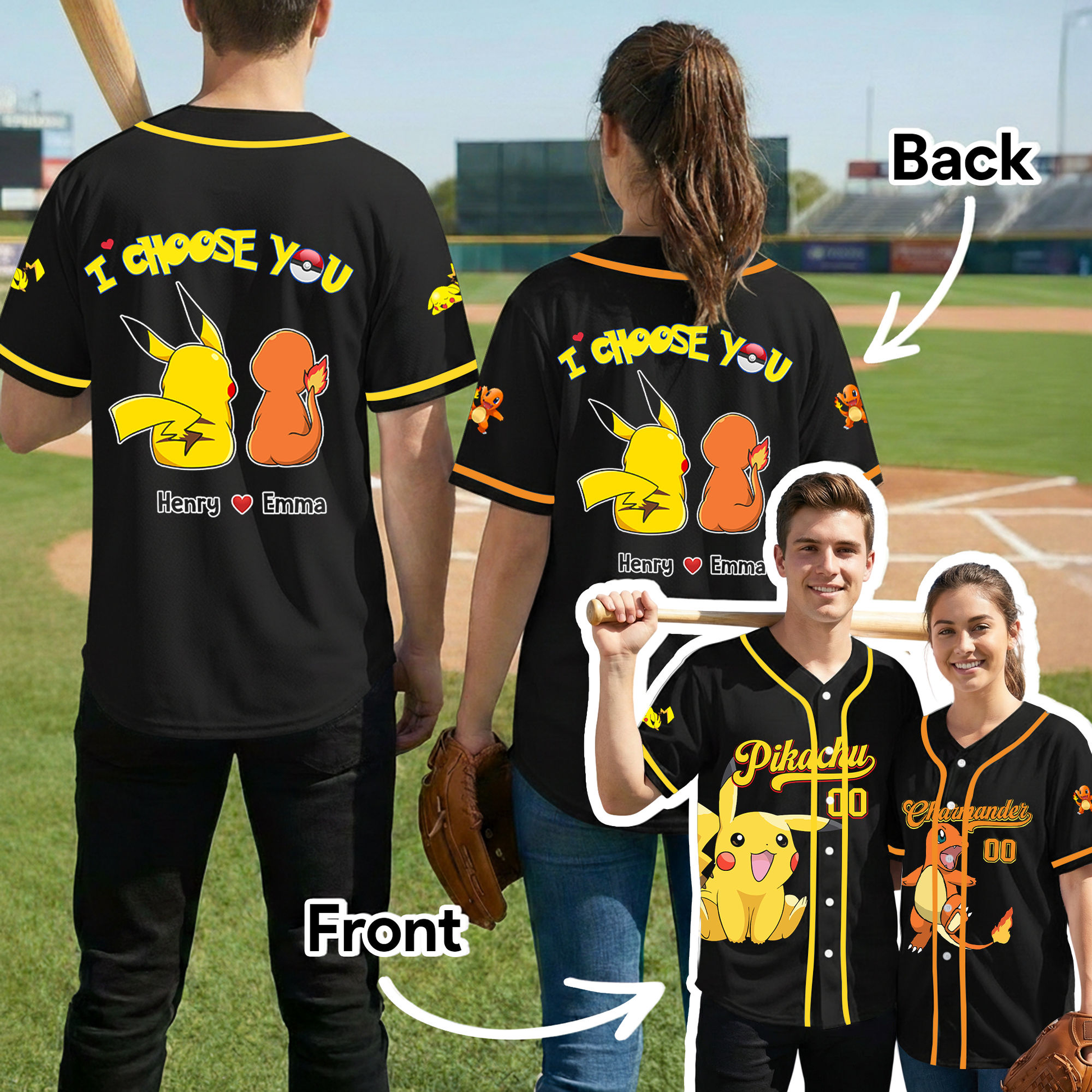 PoMo I Choose You - Personalized Baseball Jersey - Gift For Couple, Movie Fans | CL60 BA01
