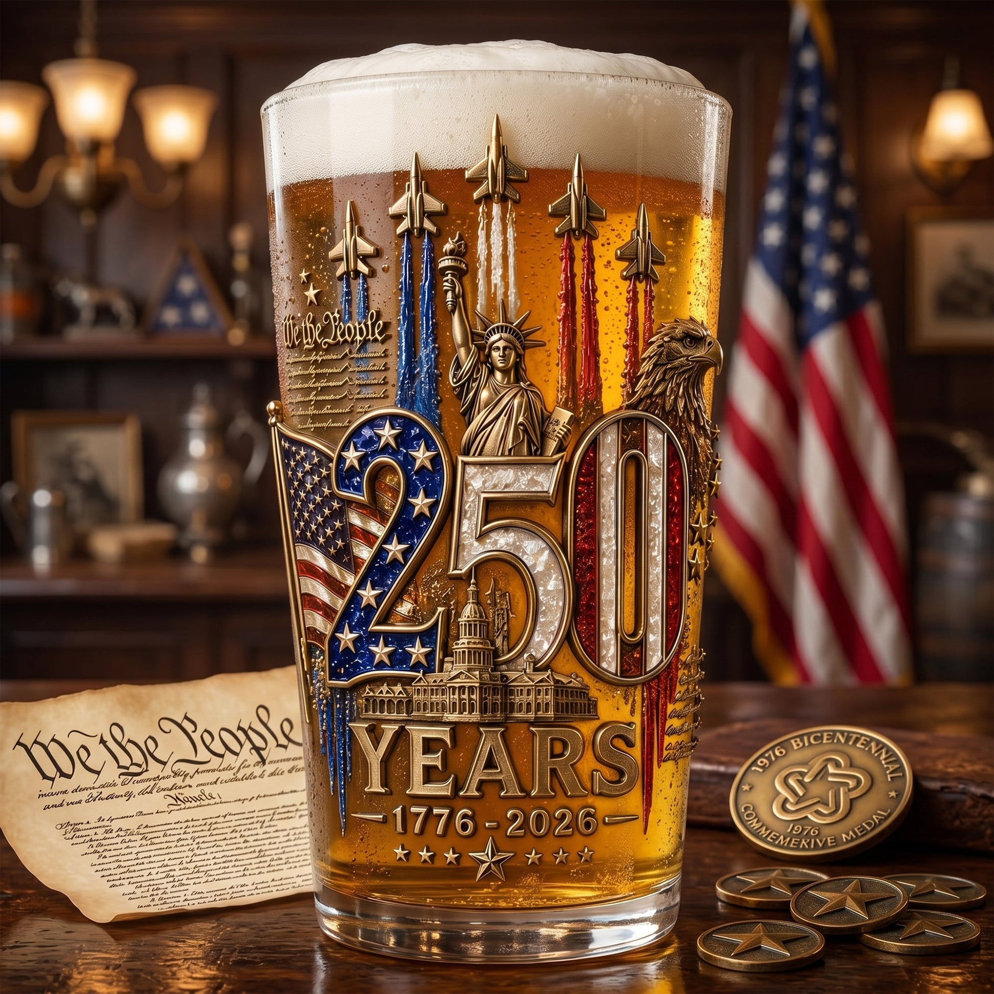 America 250th Anniversary Beer Glass - Personalized Gifts For Patriotic 05palu270526 - image 2