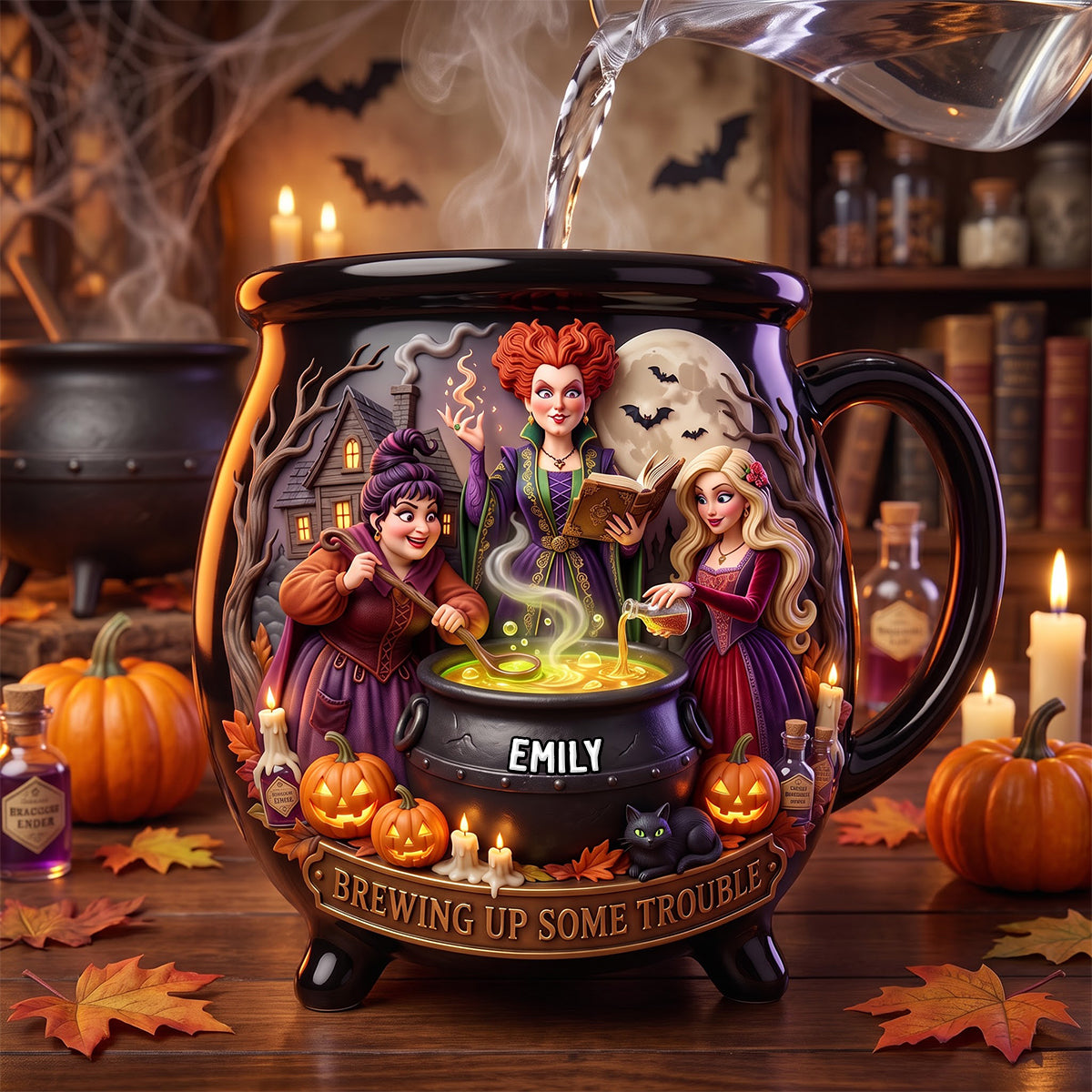 Witchy Sisters Cauldron Mug - Personalized Gifts For Halloween 05todh180826-Homacus