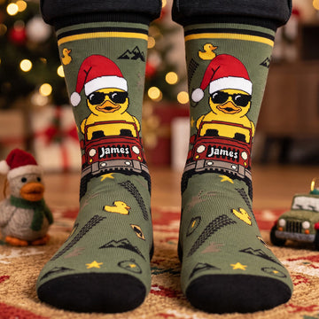 Quirky Duck On Adventure Car Socks - Personalized Gifts For Off-road Lovers