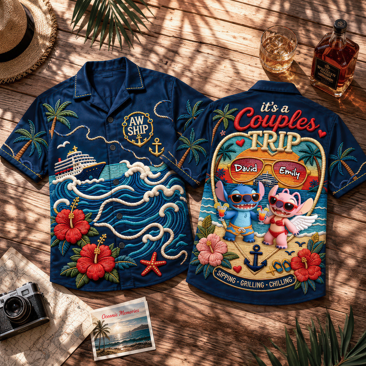 Couple Trip Hawaiian Shirt - Personalized Gifts For Couple 01padh220626 - image 3
