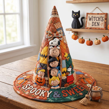 PeNu Spooky And Sweet Custom Name Halloween Gift For Her - Personalized Quilted Witch Hat NL122