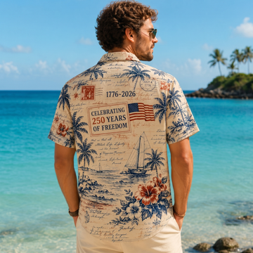 Vintage Greetings From America Hawaiian Shirt, USA 250th Anniversary AOP Hawaii Shirt 685263 - image 2