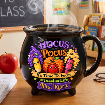 Teacher Life Halloween Cauldron Mug - Personalized Gifts For Teacher -Witch Sisters- DN0909261439