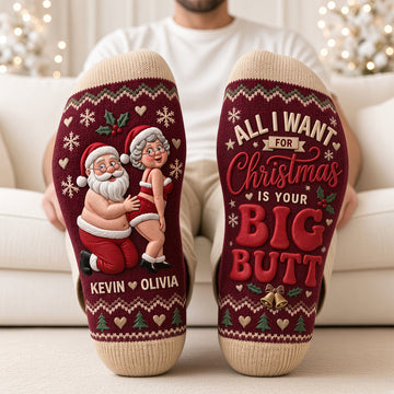 Playful Senior Couple Christmas Socks - Personalized Christmas Gifts For Couple