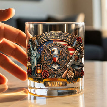 USA 250th Anniversary Round Glass - Personalized Gifts For Patriots 031tymg200326-Homacus