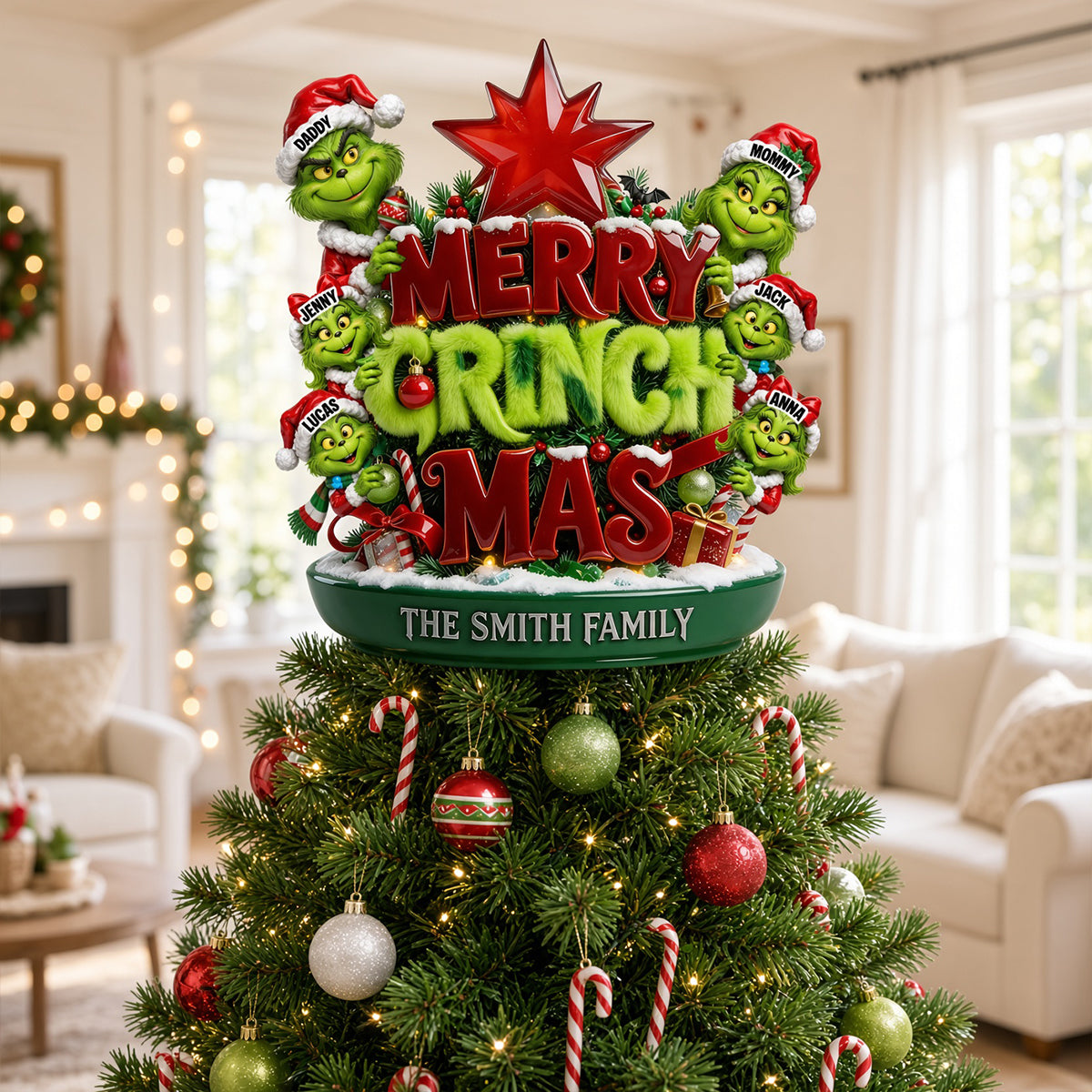 Grouchy Mischief Family Tree Topper - Personalized Christmas Gifts For Family 02totn120926-Homacus