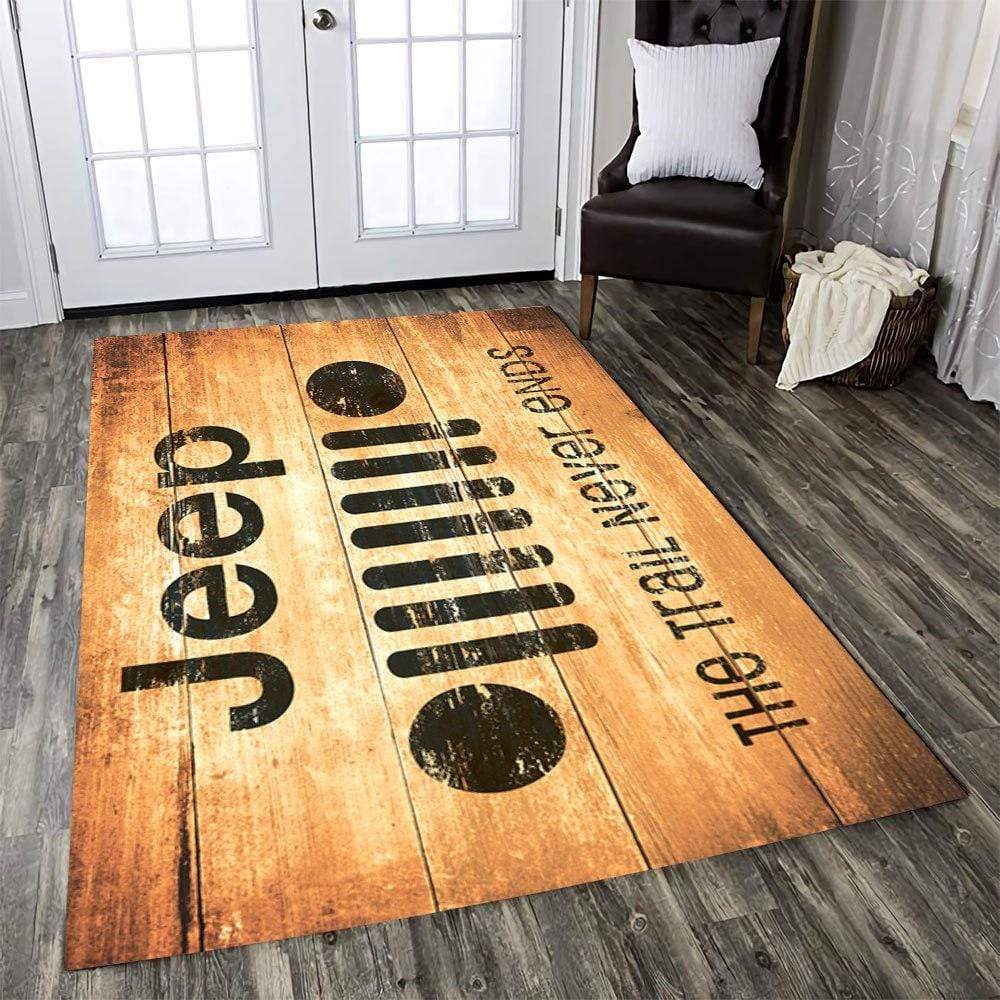 Vintage Jeep The Trail Never Ends Rectangle Rug LT11