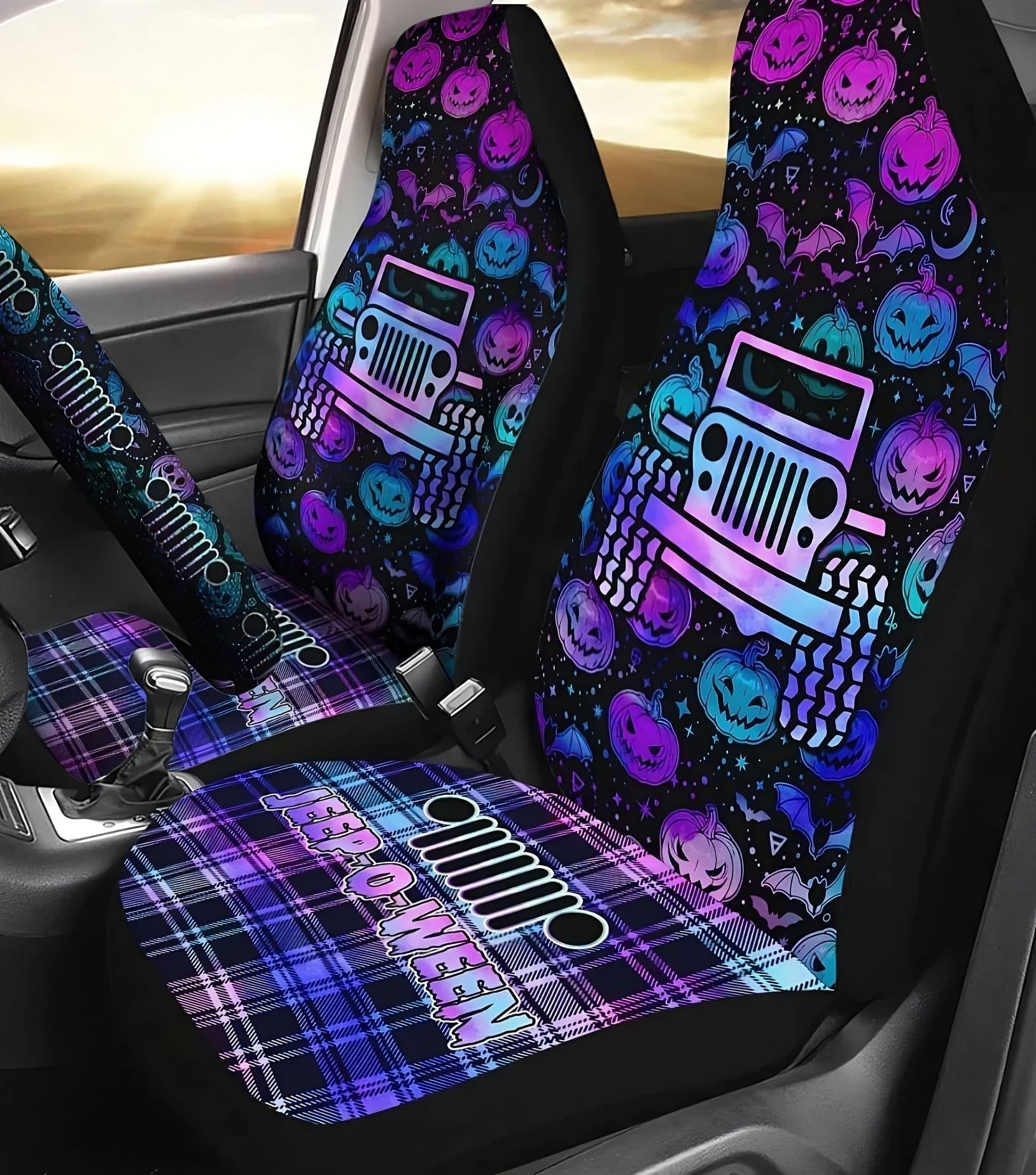 jeep-o-ween-plaid-pumpkin-purple-automotive-car-seat-cover