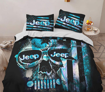 jeep-skull-hologram-flag-bedding-set
