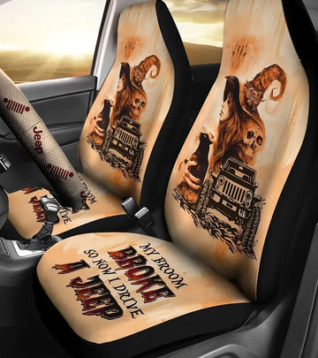 my-broom-broke-jeep-witch-orange-automotive-car-seat-cover