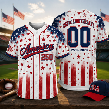 American Flag 250th Anniversary  - Personalized Baseball Jersey - Gift For Patriots