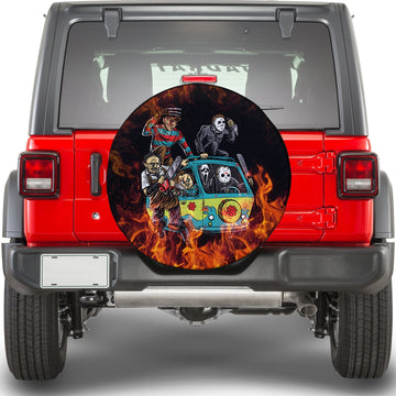 happy-halloween-spare-tire-cover-michael-myers-freddy-krueger-jason-voorhees-in-a-car