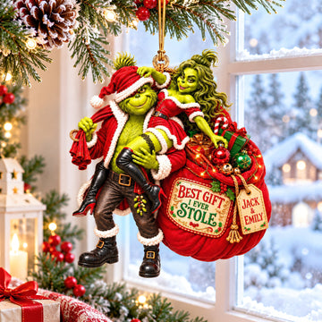 Best Gift I Ever Stole - Funny Personalized Christmas Ornament for Couples Ornament PopCulturePrints