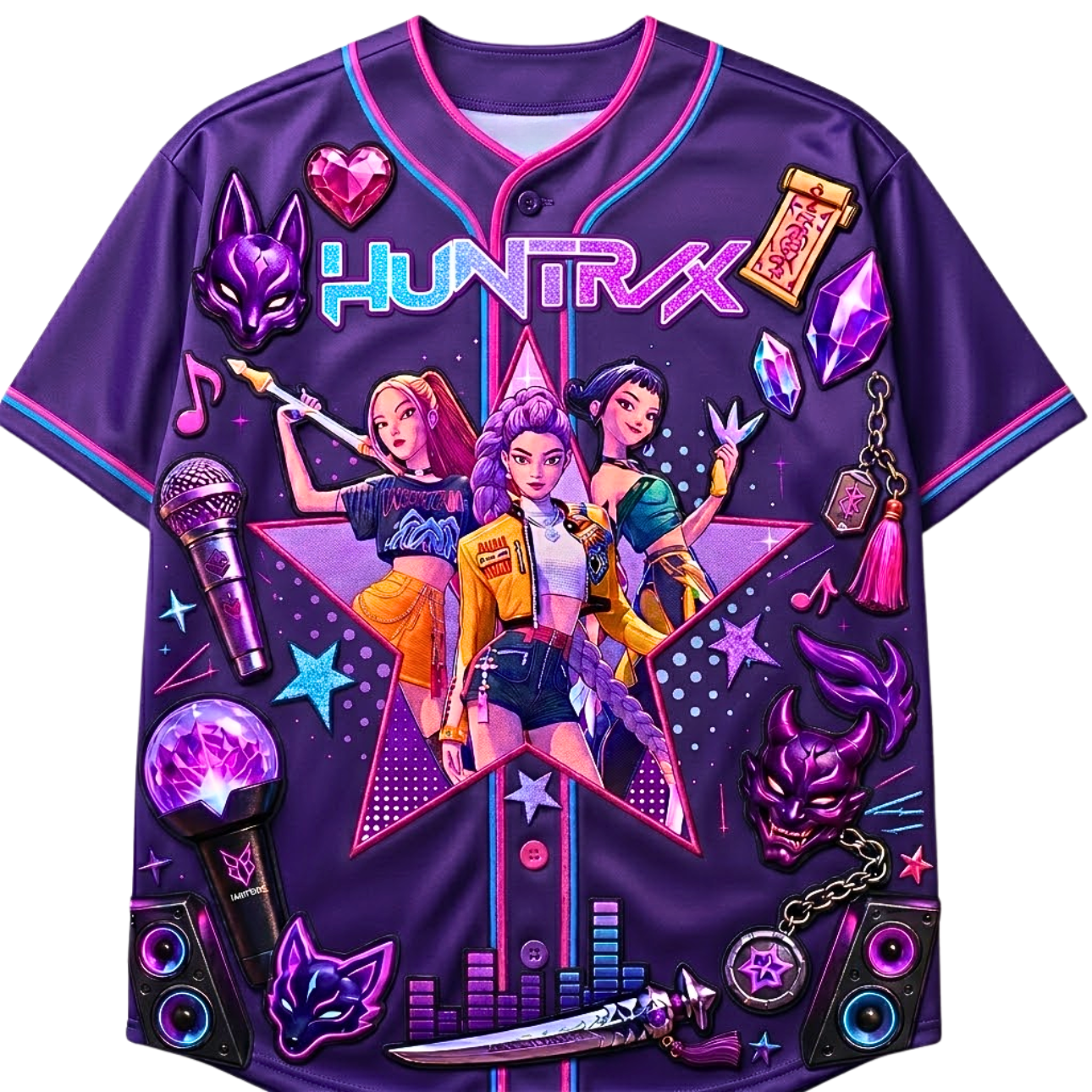 Fantasy Pop Warriors Neon Music - Personalized Baseball Jersey - Gift For Kids - image 4