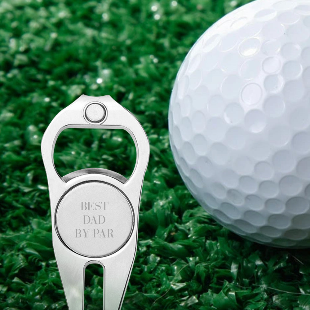 litzzy Personalized Multipurpose Golf Fork Ball Marker Bottle Opener Gifts for Dad, Gift For Father Dad Golf Fork Ball Marker Silver  