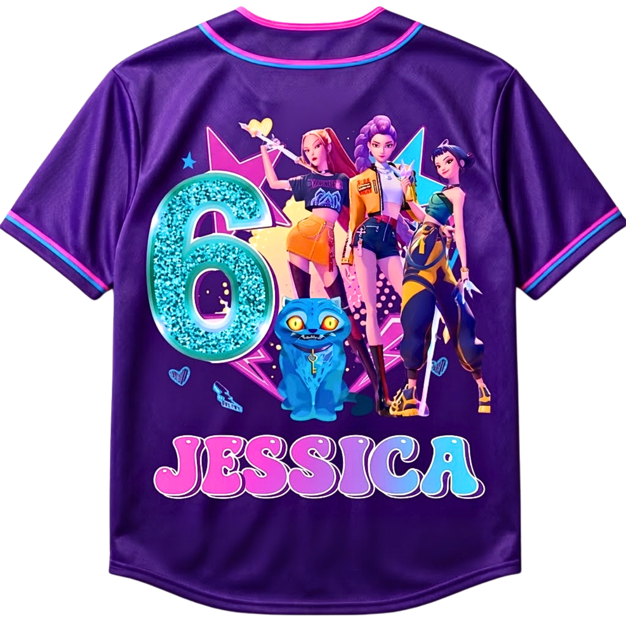 Fantasy Pop Warriors Neon Music - Personalized Baseball Jersey - Gift For Kids - image 5