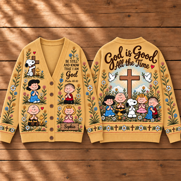 God Is Good All The Time Bible Verse Faith Gift For Christian Women - Personalized Knitted Cardigan