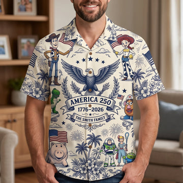Patriotic Friends Toile De Jouy Hawaiian Shirt – USA 250 Celebration 01patn180626 - image 2