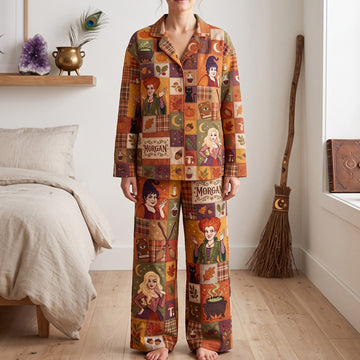 Three Witches Patchwork Style Custom Name Halloween Gift - Personalized Pajama For Adult, Kid HH01