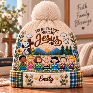 Let Me Tell You About My Jesus Gift For Her - Personalized Beanie Hat