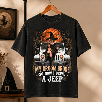 Witchy Off-Road Adventure Washed Shirt - Personalized Halloween Gifts TN0309261634