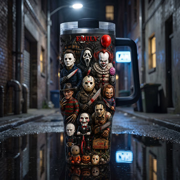 Spooky Colorful 40oz Tumbler With Handle - Personalized Gifts For Horror Lovers TN0309261825