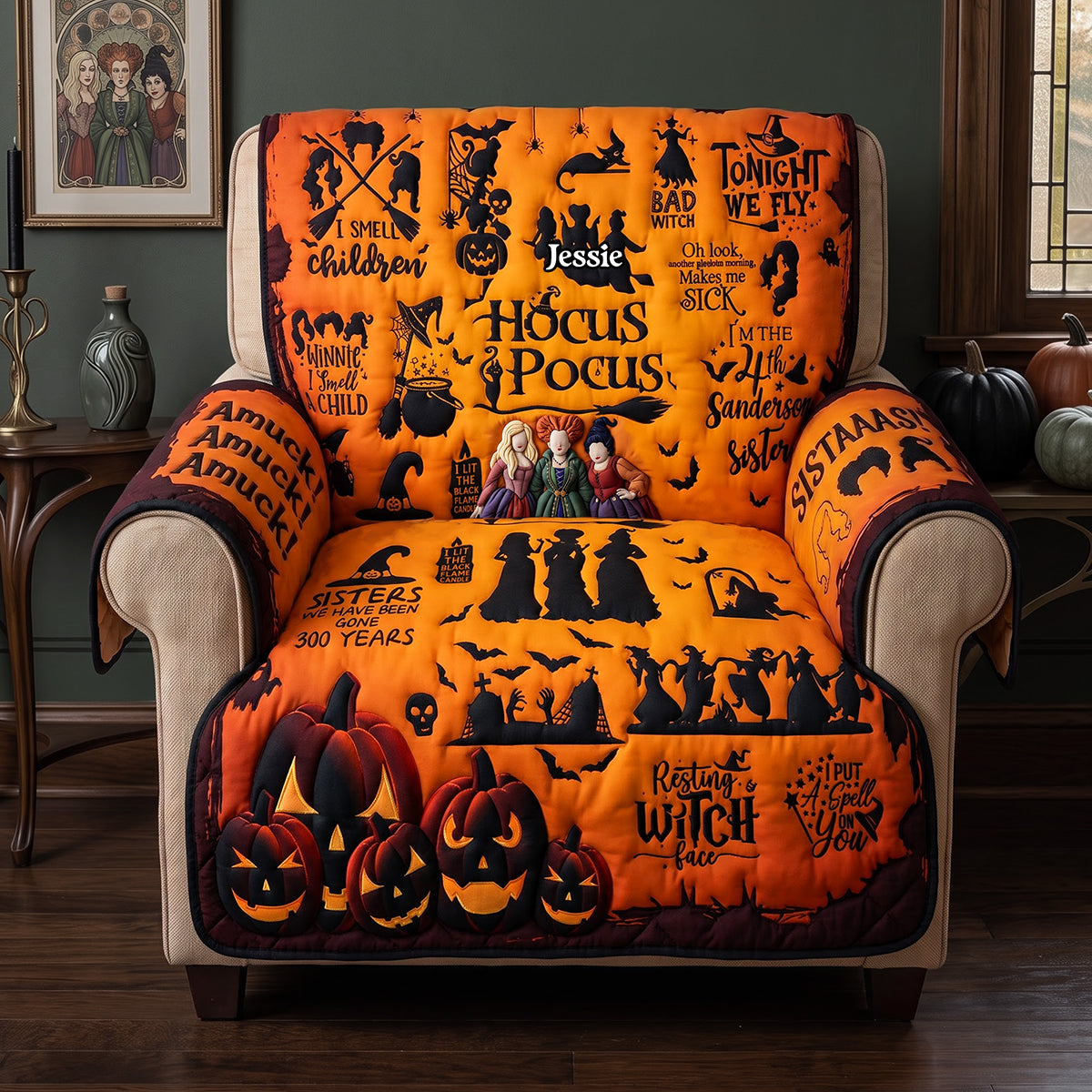 Fun Bad Witches Quilted Sofa Cover - Personalized Gifts 01qhta150826-Homacus