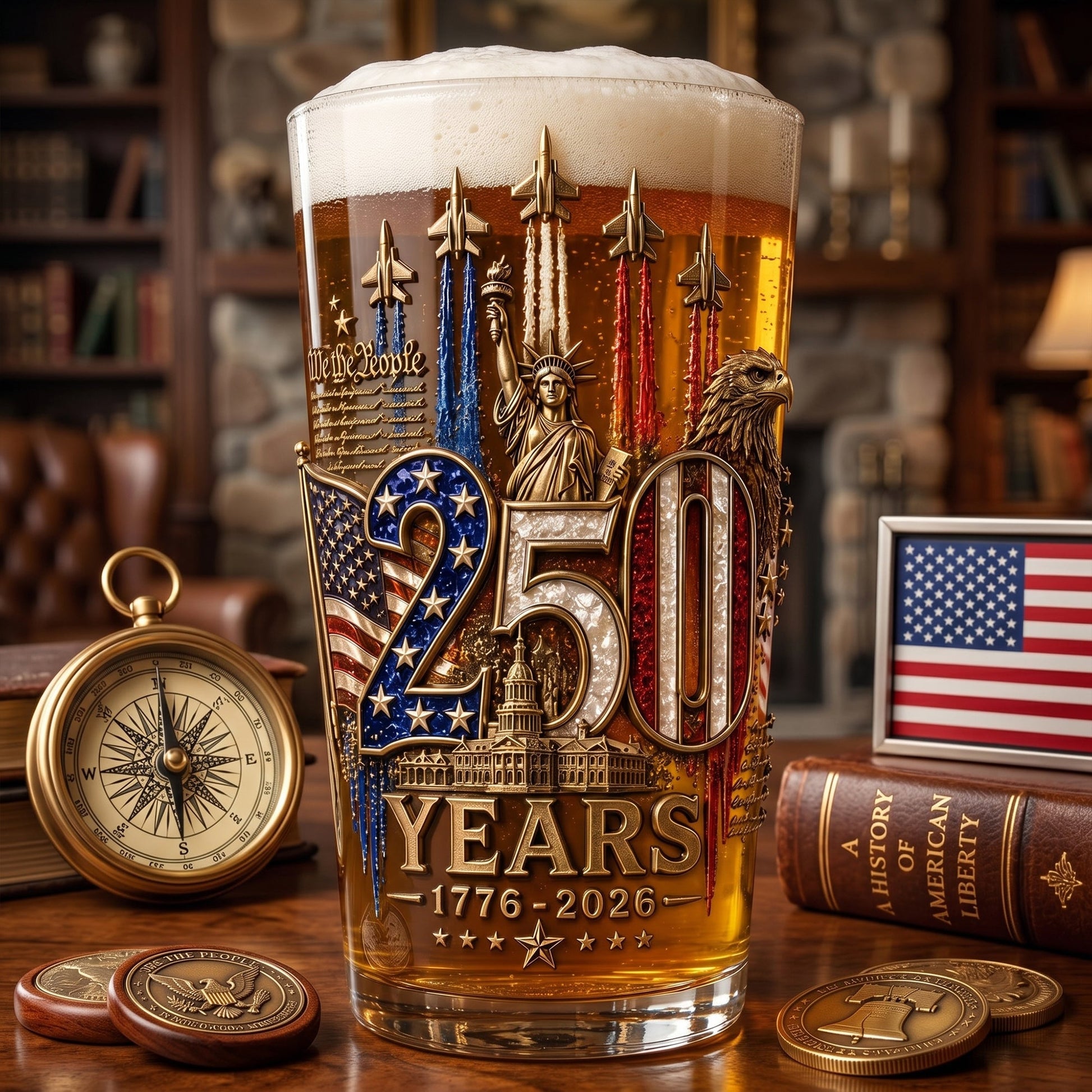 America 250th Anniversary Beer Glass - Personalized Gifts For Patriotic 05palu270526 - image 3