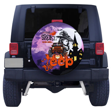 My Broom Broke So Now Drive A Jeep Halloween Spare Tire Cover - DN0408261633