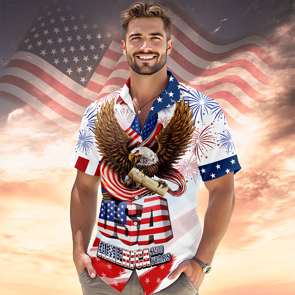 America 250 Years 1776-2026 - Hawaiian Shirt - Gift for Dad, Husband, Grandpa HN02