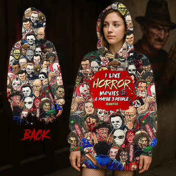 I Like Horror Movies, Gift For Horror Movie Fan, Personalized Hoodie, Horror Oversized Hoodie, Halloween Gift TN0309261603