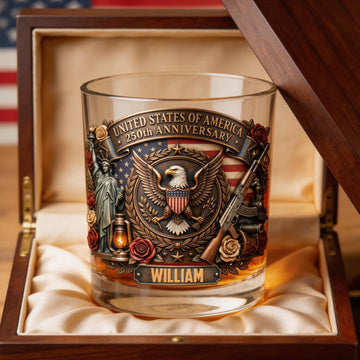 USA 250th Anniversary Round Glass - Personalized Gifts For Patriots 031tymg200326-Homacus