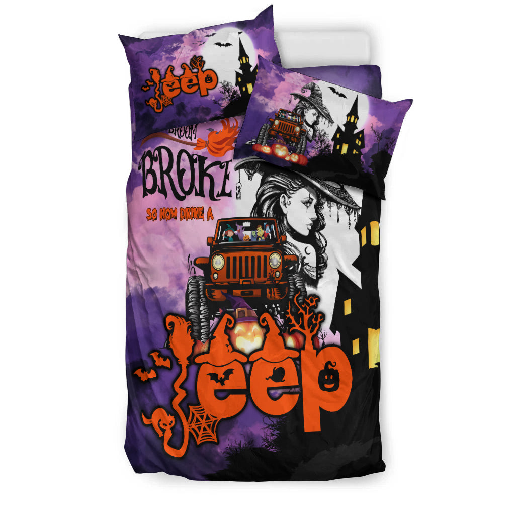 My Broom Broke So Now Drive A Jeep Halloween Bedding Set - LT2 - image 2