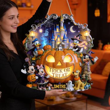 Trick Or Treat Welcome Acrylic Sign - Personalized Halloween Decor-Mkko-DN2908260019