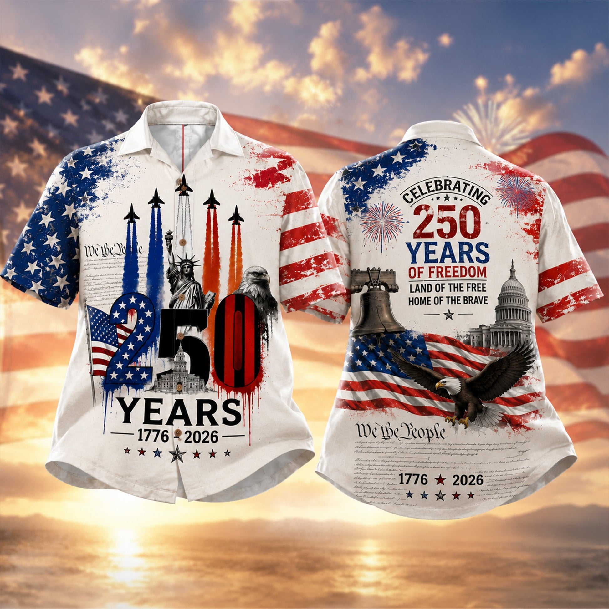 Proud American - Celebrated America 250th Anniversary Hawaiian Shirt - Gifts For Patriots 03nalu280526-Homacus