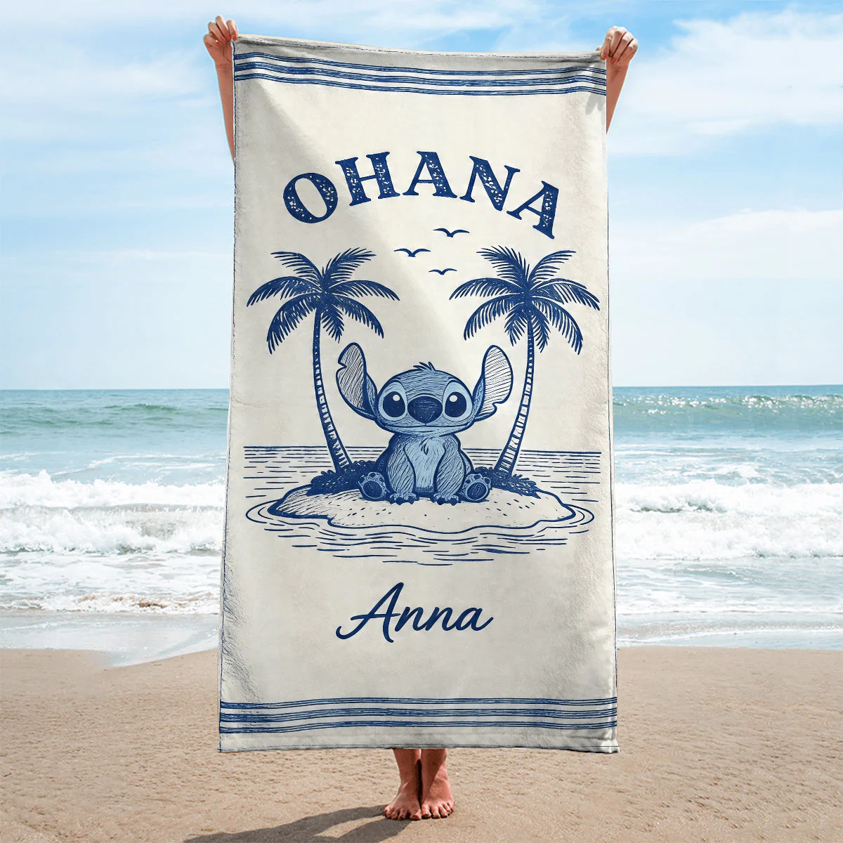 Summer Vacation With Colorful Cute Alien - Personalized Beach Towel - Traveling Gift For Movie Fans - Sti - image 2