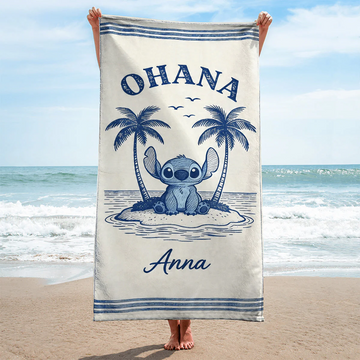 Summer Vacation With Colorful Cute Alien - Personalized Beach Towel - Traveling Gift For Movie Fans - Sti - image 2