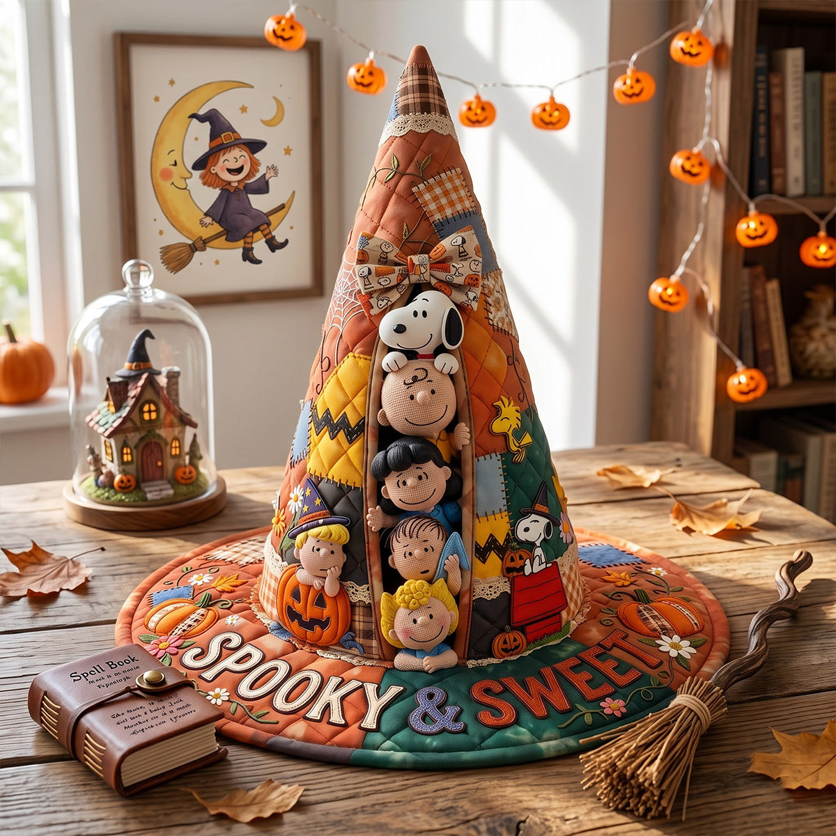 PeNu Spooky And Sweet Custom Name Halloween Gift For Her - Personalized Quilted Witch Hat NL122