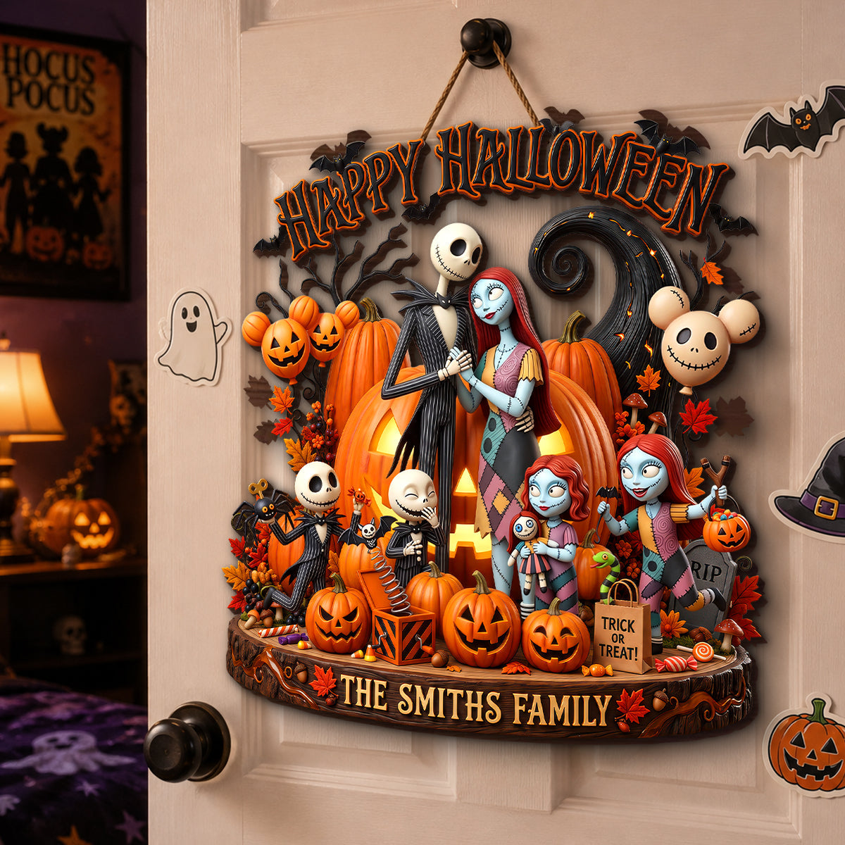 Spooky Family Happy Halloween Acrylic Sign - Personalized Halloween Gifts For Family 011padh050826-Homacus