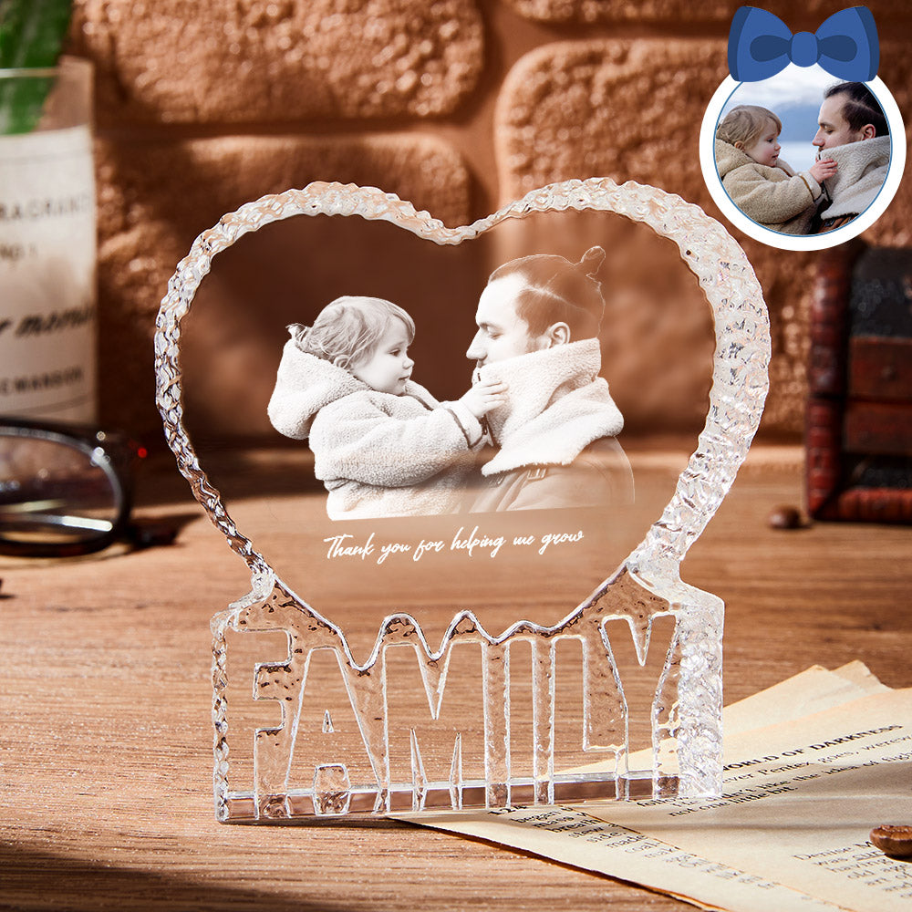 litzzy Custom Photo Crystal Sculpture Keepsake 3D Crystal Photo Heart Gift for Dad, Gift For Father's Day Photo Crystal Sculpture Default  