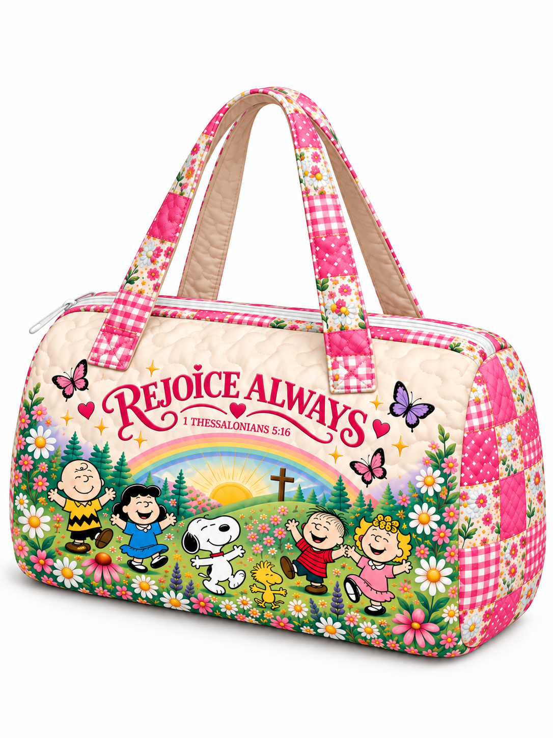 Rejoice Always Gift For Her - Personalized Christian Quilted Duffle Bag