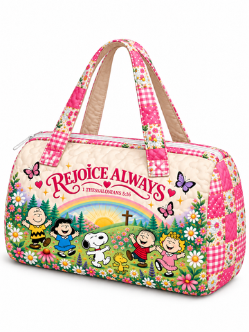 Rejoice Always Gift For Her - Personalized Christian Quilted Duffle Bag